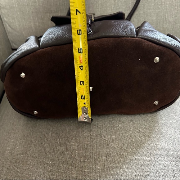 Borsetta Milano Handbag- pebble leather and suede brown - Picture 10 of 11